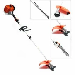 WILTEC 5in1 Benzin Multitool, 1,3kW 1,76PS, Mit Rasentrimmer, Heckenschere & Hochentaster