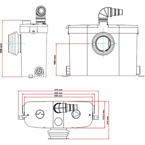 WilTec 3/1 Hebeanlage Mit Frontanschluss, 450W Förderhöhe 7m, Für Schmutzwasser & Fäkalien 5 WilTec 3/1 Hebeanlage Mit Frontanschluss, 450W Förderhöhe 7m, Für Schmutzwasser & Fäkalien – Bild 5