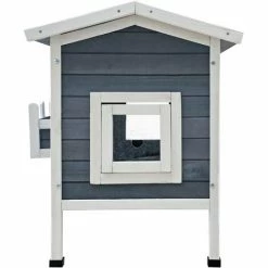 WILTEC Wetterfestes Katzenhaus Aus Holz 58 X 73.6 X 104.9 Cm , Lodge Mit Terrasse Und Fluchttür -WILTEC SHOP 13215673 4