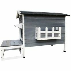 WILTEC Wetterfestes Katzenhaus Aus Holz 58 X 73.6 X 104.9 Cm , Lodge Mit Terrasse Und Fluchttür -WILTEC SHOP 13215673 5