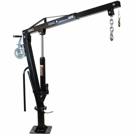 WILTEC Pickup Kran Ladekran Mit 500 Kg Traglast Seilwinde 360° Drehkranz Massiver Standfuß Bodenmontage 2 WILTEC Pickup Kran Ladekran Mit 500 Kg Traglast Seilwinde 360° Drehkranz Massiver Standfuß Bodenmontage – Bild 2
