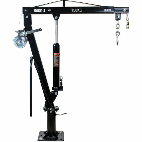 WILTEC Pickup Kran Ladekran Mit 500 Kg Traglast Seilwinde 360° Drehkranz Massiver Standfuß Bodenmontage 4 WILTEC Pickup Kran Ladekran Mit 500 Kg Traglast Seilwinde 360° Drehkranz Massiver Standfuß Bodenmontage – Bild 4