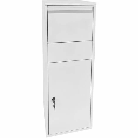 WILTEC Paketbox Standbriefkasten Weiß Paketannahme Für Zuhause Passend Für Pakete Der Größe S Und L 2 WILTEC Paketbox Standbriefkasten Weiß Paketannahme Für Zuhause Passend Für Pakete Der Größe S Und L – Bild 2