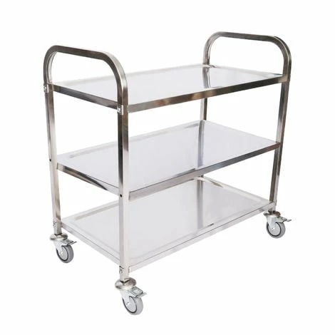 WILTEC Edelstahl Servierwagen 3 Etagen bis 150kg Küchenwagen Rollwagen Leichtlaufräder mit Bremsen WILTEC Edelstahl Servierwagen 3 Etagen Bis 150kg Küchenwagen Rollwagen Leichtlaufräder Mit Bremsen -WILTEC SHOP 15665991 1