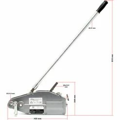 WILTEC Seilzug Bis 800 Kg Mit 20 M Seil Ø 8,3 Mm, Mit Abscherstift Und Lasthaken, Zum Ziehen/Spannen/Heben -WILTEC SHOP 19170265 4