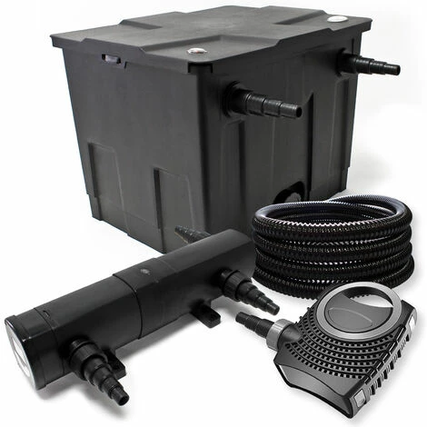 WILTEC Filter Set Aus Bio Teichfilter Bis 12000l, UVC Teichklärer Mit 18W, 80W Pumpe Und 25m Schlauch 1 WILTEC Filter Set Aus Bio Teichfilter Bis 12000l, UVC Teichklärer Mit 18W, 80W Pumpe Und 25m Schlauch