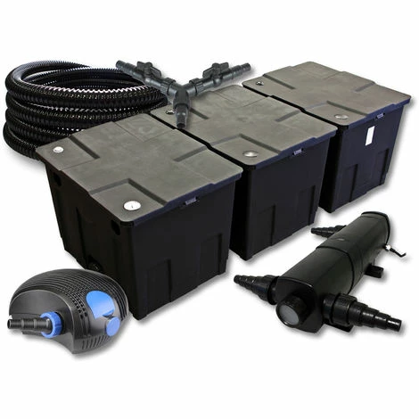 WILTEC SunSun Filter Set Für 90000l Teich Mit 36W Teichklärer Und 100W ECO Pumpe 25m Schlauch 1 WILTEC SunSun Filter Set Für 90000l Teich Mit 36W Teichklärer Und 100W ECO Pumpe 25m Schlauch