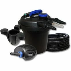 WILTEC SunSun Druckteichfilter Set Für 10000l Mit 11W UVC Und 20W ECO Pumpe 25m Schlauch Skimmer SK30