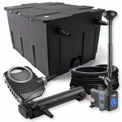 WILTEC SunSun 1-Kammer Filter Set 60000l 24W UVC Teich Klärer NEO8000 70W Pumpe Schlauch Springbrunnen