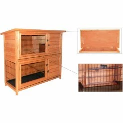 WILTEC 2-Etagen Nagerhaus Hasenstall Kaninchenstall Hasenhaus Kleintierhaus -WILTEC SHOP 2388287 4