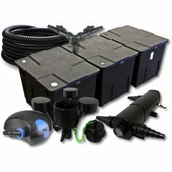 WILTEC SunSun Filter Set Für 90000l Teich Mit 18W Teichklärer Und 100W ECO Pumpe 25m Schlauch Skimmer