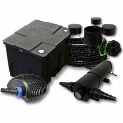WILTEC Filter Set Für 12000l Teich Mit 24W Teichklärer CTF ECO Pumpe Mit 20W 25m Schlauch Skimmer CSP-250