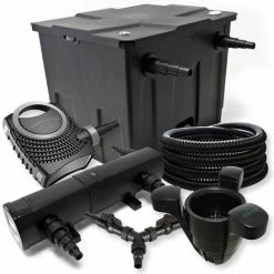 WILTEC Filter Set Für 12000l Teich 18W Teichklärer NEO8000 70W Pumpe 25m Schlauch Skimmer SK40