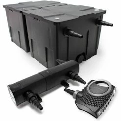 WILTEC Set: Bio Teichfilter 60000l 24W UVC Teichklärer 80W Teichpumpe