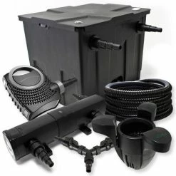 WILTEC Filter Set Für 12000l Teich 18W Teichklärer NEO8000 70W Pumpe 25m Schlauch Skimmer SK30