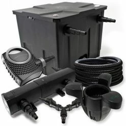 WILTEC Filter Set Für 12000l Teich 24W Teichklärer NEO8000 70W Pumpe 25m Schlauch Skimmer SK30