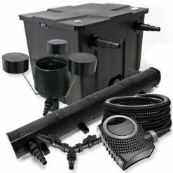 WILTEC Filter Set Für 12000l Teich 72W Teichklärer NEO8000 70W Pumpe 25m Schlauch Skimmer CSP250