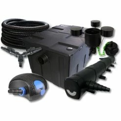 WILTEC SunSun Filter Set Für 60000l Teich Mit 72W Teichklärer Und 100W ECO Pumpe 25m Schlauch Skimmer