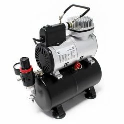 WILTEC Airbrush Kompressor AF186 Mit Lufttank Druckminderer 4 Bar Start-Stop Automatik