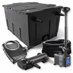 WILTEC SunSun 1-Kammer Filter Set 60000l 18W UVC Teich Klärer NEO8000 70W Pumpe Schlauch Springbrunnen
