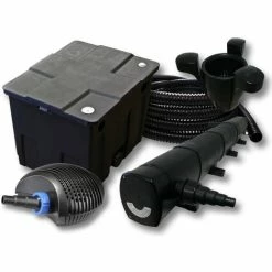WILTEC Filter Set Für 12000l Teich Mit 72W Teichklärer Und CTF ECO Pumpe Mit 20W 25m Schlauch Skimmer SK40