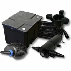 WILTEC Filter Set Für 12000l Teich Mit 24W Teichklärer Und CTF ECO Pumpe Mit 20W 25m Schlauch Skimmer SK40