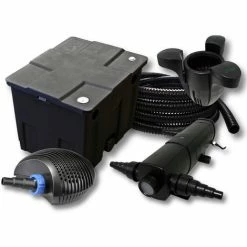 WILTEC Filter Set Für 12000l Teich Mit 24W Teichklärer Und CTF ECO Pumpe Mit 20W 25m Schlauch Skimmer SK30