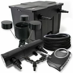 WILTEC Filter Set Für 12000l Teich 36W Teichklärer NEO8000 70W Pumpe 25m Schlauch Skimmer CSP250