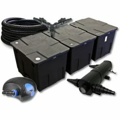 WILTEC SunSun Filter Set Für 90000l Teich Mit 18W Teichklärer Und 100W ECO Pumpe 25m Schlauch
