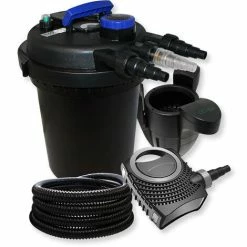 WILTEC Druckfilter Set 6000l 11W UVC Teichklärer 25m Schlauch 70W Teichpumpe Skimmer 30