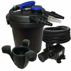 WILTEC Druckfilter Set 6000l 11W UVC Teichklärer 25m Schlauch 65W Teichpumpe Skimmer 40