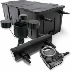 WILTEC Set: Bio Teichfilter 90000l 36W UVC Teichklärer 80W Teichpumpe Skimmer