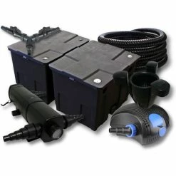 WILTEC SunSun Filter Set Für 60000l Teich Mit 36W Teichklärer Und 100W ECO Pumpe 25m Schlauch Skimmer SK40