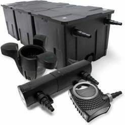 WILTEC Set: Bio Teichfilter 90000l 18W UVC Teichklärer 80W Teichpumpe Skimmer