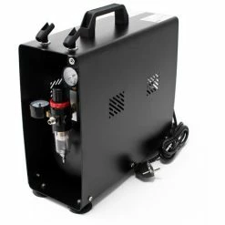 WILTEC Airbrush Kompressor AF196AW Lufttank 2 Zylinder Kolben 6 Bar 2 Stufenschalter