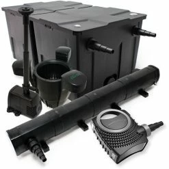 WILTEC Set: Bio Teichfilter 60000l 72W UVC Teichklärer 80W Pumpe Springbrunnenpumpe Skimmer