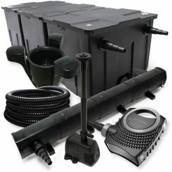 WILTEC FilterSet: Bio Teichfilter Bis 90000l, UV Klärer Mit 72W, 80W Pumpe, Schlauch U. Springbrunnenpumpe
