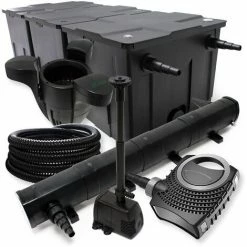 WILTEC FilterSet: Bio Teichfilter Bis 90000l, UV Klärer Mit 72W, 80W Pumpe, Schlauch U. Springbrunnenpumpe