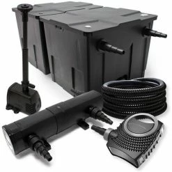 WILTEC Filter Set Aus Bio Teichfilter 60000l, SuperEco Pumpe, Schlauch, 36W UVC Klärer Und Fontänenpumpe