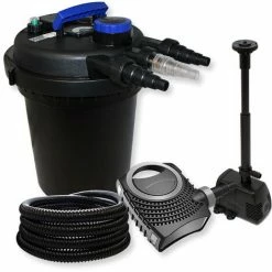 WILTEC Druckfilter Set 6000l 11W UVC Teichklärer 25m Schlauch 70W Teichpumpe Springbrunnenpumpe