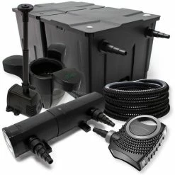 WILTEC Filter Set Aus Bio Teichfilter 60000l, SuperEco Pumpe, 25m Schlauch Und 36W UVC Teichklärer