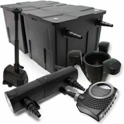 WILTEC Set: Teichfilter 60000l SuperEco 80W Pumpe 24W UVC Teichklärer Springbrunnenpumpe Skimmer