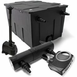 WILTEC Set: Bio Teichfilter 60000l 24W UVC Teichklärer 80W Pumpe Springbrunnenpumpe