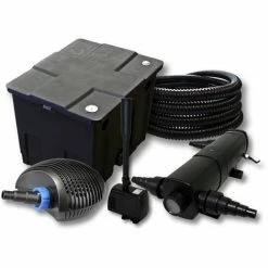 WILTEC Filter Set Für 12000l Teich Mit 24W Teichklärer Und CTF ECO Pumpe Mit 20W 25m Schlauch Springbrunnen