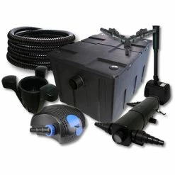 WILTEC SunSun Filter Set 60000l Teich Mit 24W Teichklärer 100W ECO Pumpe 25m Schlauch Skimmer Springbrunnen