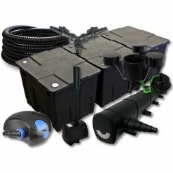 WILTEC SunSun Filter Set 90000l Teich Mit 72W Teichklärer 100W ECO Pumpe 25m Schlauch Skimmer Springbrunnen