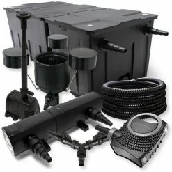 WILTEC SunSun Filter Set 90000l Teich 24W Teichklärer NEO8000 70W Pumpe 25m Schlauch Skimmer Springbrunnen