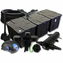 WILTEC SunSun Filter Set 90000l Teich Mit 36W Teichklärer 100W ECO Pumpe 25m Schlauch Skimmer Springbrunnen