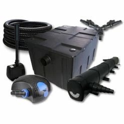 WILTEC SunSun Filter Set Für 60000l Teich Mit 72W Teichklärer Und 100W ECO Pumpe 25m Schlauch Springbrunnen