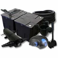 WILTEC SunSun Filter Set 60000l Teich Mit 24W Teichklärer 100W ECO Pumpe 25m Schlauch Skimmer Springbrunnen